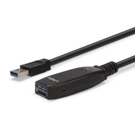 Lindy Cable Extensión Activa USB 3.0 Slim 15m Macho A a Hembra A 5Gbps, ideal para conectar dispositivos Tipo A a PC, Portátil