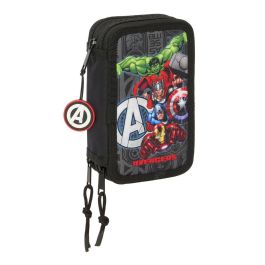 Estuche Escolar con Accesorios The Avengers Vendetta Negro 12,5 x 19,5 x 5,5 cm 37 Piezas