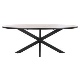 DKD Home Decor Mesa Comedor Loft 100 x 76 x 200 cm Metal Mango Natural Negro
