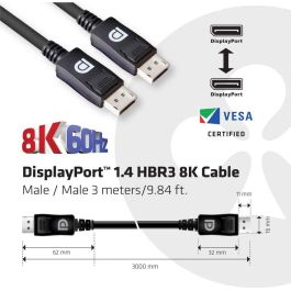 Club3D DisplayPort 1.4 HBR3 32.4Gb/s Cable 3m 8K@60Hz Macho/Macho