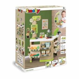 Smoby Mercado Fresco Tienda de Juguete Orgánica: Juego de Rol con Frutas, Verduras, Báscula y Caja Registradora