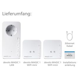 Devolo Magic 1 WiFi mini Adaptador Powerline Kit 1200 Mbps, WiFi 4 300 Mbps, 1 Puerto LAN, Blanco, Multiroom