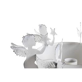 DKD Home Decor Portavela Navidad Moderna de Metal Blanco 11 x 24 x 24 cm (2 Unidades)