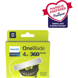 Philips QP440/50 Cabezal de Afeitar One Blade, Pack de 4 Hojas de Repuesto 360