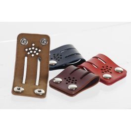 DKD Home Decor Organizador de Cables Camel y Negro de PU, Pack de 4 Unidades, 1 x 6 x 3 cm