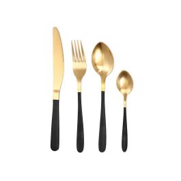 Kinvara Set 16 Cubiertos Negro Dorado 17x25x5.5cm (Set de 6)