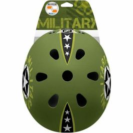 Stamp Casco Skate Bicicleta Patines Scooter Military Star Talla 53-57 cm Ajuste Rueda Carcasa ABS/EPS Negro Ventilación