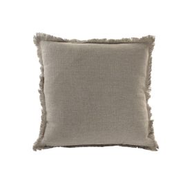 DKD Home Decor Cojín Tradicional de Lino Natural Negro 50 x 50 cm (2 Unidades)