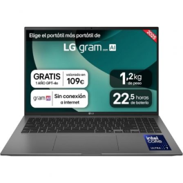 Portátil LG Gram 16ZD90T-G.AX78B Intel Core Ultra 7-255H/ 16GB/ 1TB SSD/ 16"/ Sin Sistema Operativo Precio: 1377.69000017. SKU: B1EYNHENRV
