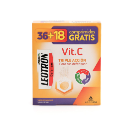 Leotron Vitamina C - 36 + 18 Comprimidos Efervescentes - Triple Acción Para Tus Defensas - Complemento Alimenticio Con Vitamina C, Zinc Y Selenio - Agradable Sabor A Naranja. Envase Para 54 Días, A Partir De 12 Años. Precio: 11.6900003. SKU: B1H5X7VE4T