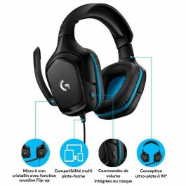 Auriculares con Micrófono Gaming Logitech 981-000770 Azul Negro