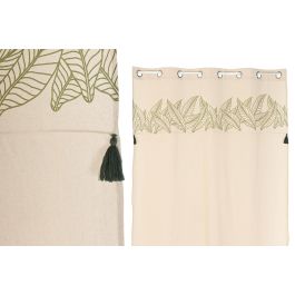 DKD Home Decor Cortina Cottage de Algodón Natural y Verde 260 x 140 cm (2 Unidades)