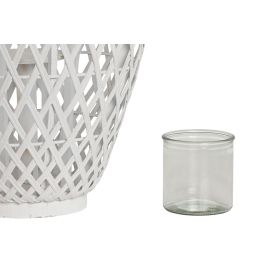 DKD Home Decor Portavelas Blanco Bambu Cristal 32 x 60 x 32 cm (2 Unidades)