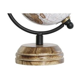 DKD Home Decor Globo Terráqueo Vintage Marrón Blanco de PVC y Metal, 9x13x8 cm