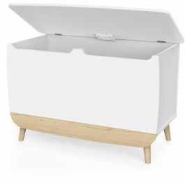 Caja para juguetes - FIRMIANA - Estilo escandinavo - Blanco mate / Roble Kronberg - 82,4 x 39,1 x 58,9 cm - DEMEYERE