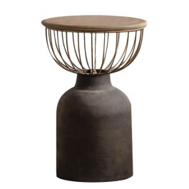 DKD Home Decor Mesita Auxiliar Vintage Negro Dorado 43.5 x 63.5 x 43.5 cm