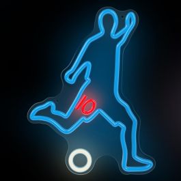 Forever Neon Footballer Plexi LED - Lámpara de pared con luz de neón blanca, regulador de intensidad y alimentación USB, diseño decorativo moderno