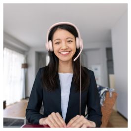 Logitech H390 Auriculares con Micrófono con Cancelación de Ruido, USB-A, Supraaurales, Diadema, Color Rosa