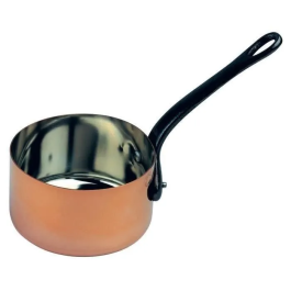 Baumalu Cacerola de cobre 12 cm - Cobre sólido con interior estañado y mango de hierro fundido - Apta para todos los calentadores excepto inducción