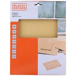 Black+Decker Papel de Lija Kit 30 piezas, surtido de granos G60, G100, G150 y dos tamaños 115x140mm, 230x280mm