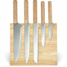 LIVOO MEC136 Juego de 5 cuchillos con soporte magnético, hoja de acero inoxidable, tamaño de 20 a 32,5 cm