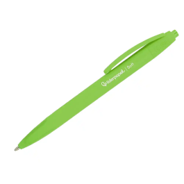 Liderpapel Bolígrafo Retráctil Punta 1 mm con Clip, Acabado Soft Touch, Tinta Azul, Cuerpo Verde - Instrumento de Escritura
