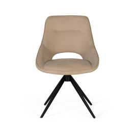 Giner Y Colomer Lote de 2 Sillas Giratorias Tapizadas en Tela Beige con Estructura de Acero Negro