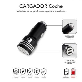 Cargador de Coche USB Universal + Cable USB-C Subblim SUB-CHG-4CC002 Negro 12 W