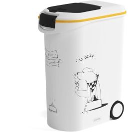 Curver Envase de Alimento Seco para Perros 54 L / 20 kg Blanco con Doble Apertura, Cubo Medidor y Cierre Hermético
