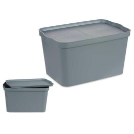 Caja Plastico Con Tapa 24L Gris Kipit 29X24CM (6 Unidades) Precio: 48.50000045. SKU: B16JKQXCRS