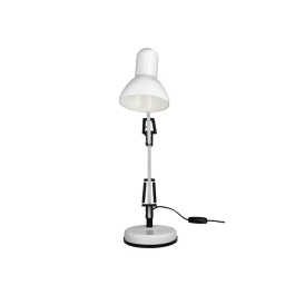 Q-connect Lámpara de Escritorio Polaris Metálica con Interruptor, Brazo Doble y 3 Articulaciones, Color Blanco