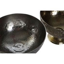 DKD Home Decor Centro Mesa Moderno Dorado Plateado Aluminio Copa 25 x 18 x 25 cm (2 Unidades)