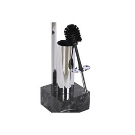 DKD Home Decor Portarrollos de Baño Moderno con Escobillero Integrado Acero y MDF Negro Plateado 119x70x18 cm