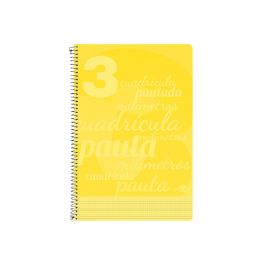 Cuaderno Espiral Liderpapel Folio Pautaguia Tapa Plastico 80H 75 gr Cuadro Pautado 3 mm Con Margen Color Amarillo