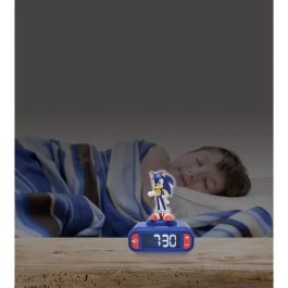 Lexibook Reloj Despertador Sonic RL800SN con Luz Nocturna y Tonos Personalizables para Niños +3 Años