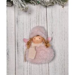 DKD Home Decor Decoración Colgante Navidad Tradicional Figura Niña Poliéster Blanco Gris 5x13x9 cm (12 Unidades)