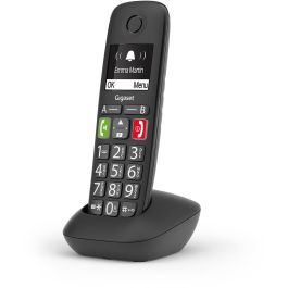 Gigaset E290HX Teléfono DECT Inalámbrico con Altavoz y Botones Grandes, Agenda 150 Contactos, Negro