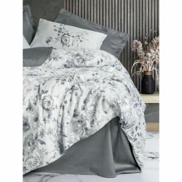ASI8684283425655 Juego de cama 100% Algodón Satén Gris con 1 Funda Nórdica 220x240 cm y 2 Fundas de Almohada 60x60 cm