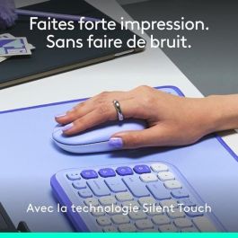 Logitech Pop Mouse Lila Ratón Inalámbrico Bluetooth USB de Bajo Consumo para PC y Mac, Botón Personalizable, Hasta 24 Meses de Duración de Batería