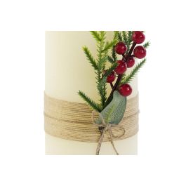 DKD Home Decor Vela LED Navideña Alpina con Movimiento, Blanca - 10x10x30 cm (Funciona con 2 Pilas AA)