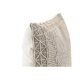 DKD Home Decor India 24 Cojin Boho Crudo 45 x 45 cm (2 Unidades) Bordado a Mano Algodon
