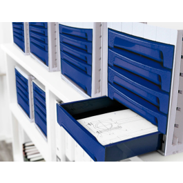 Archivo 2000 Fichero 6 Cajones Azul Opaco 305x370x215 mm Bandeja Superior Organizadora