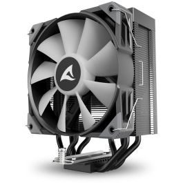 Sharkoon A40 RGB Refrigerador de CPU de torre única, Ventilador 120mm RGB con efecto espejo, 4 tubos de calor, TDP 220W, Negro