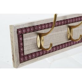 DKD Home Decor Perchero Shabby MDF Rosa Natural 50 Ancho x 7.5 Largo x 12 Alto cm - Juego de 4 Unidades Colección Pink Decor