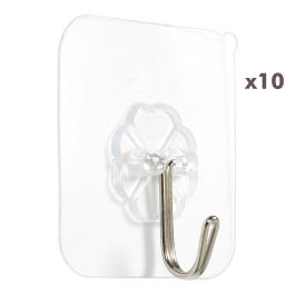 Je cherche une Idee Juego de 10 Ganchos Adhesivos, Reposicionables, Soporta hasta 5 kg, PVC y Acrílico, Transparente Precio: 2.50000036. SKU: B1GYZWCADR