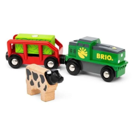 Brio World RAV7312350360189 Tren Agrícola a Batería - Circuito de Madera