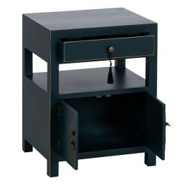 Mesita de Noche ORIENTE Azul Madera MDF 50 x 40 x 66 cm Mesita de Noche ORIENTE Azul Madera MDF 50 x 40 x 66 cm