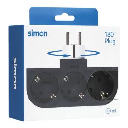 Simon Adaptador Giratorio Schuko 3 Tomas 16A 250V~ con Rotación 180°