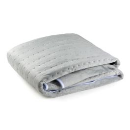 Calentador de cama eléctrico DOMO para 2 personas - 6 niveles de calor - Promueve la relajación - Polar de franela - 160x140 cm - Gris