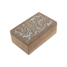 DKD Home Decor Joyero Indio Floral de Madera de Mango Blanco Natural 13 x 7 x 18 cm, Set de 2 Piezas Precio: 16.50000044. SKU: B1DM2WJ8GJ